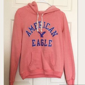 American Eagle Pink and Purple Drawstring Hoodie